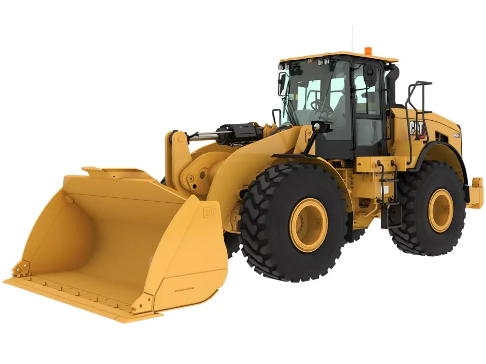 Cat 950 GC OEM product image showing bucket, linkage and tyre configuration.